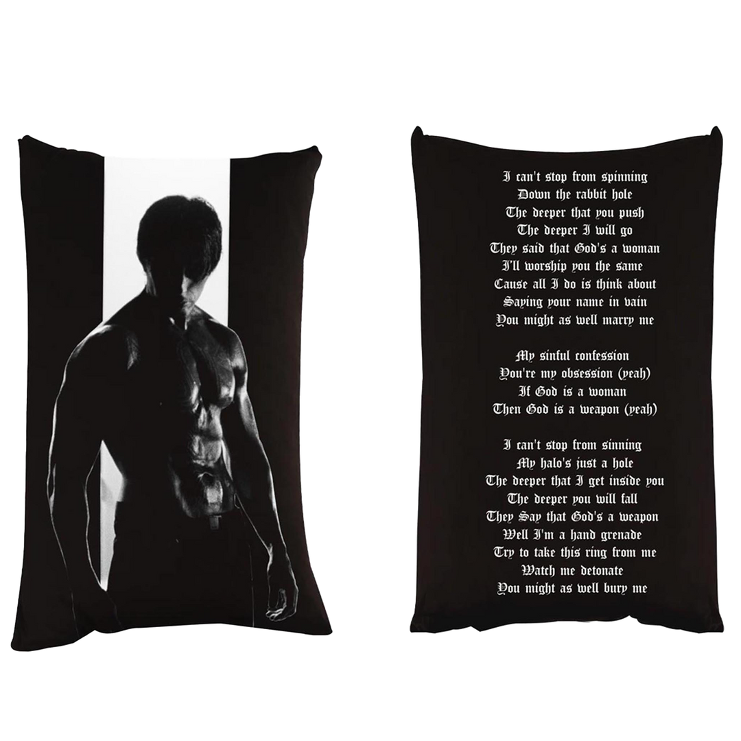 A standard sized pillowcase with custom Falling in Reverse artwork.