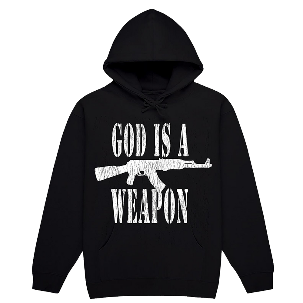 A classic black hoodie with custom Falling in Reverse artwork.
