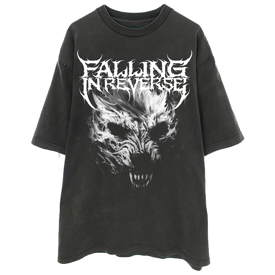 A classic black tee with custom Falling in Reverse artwork.