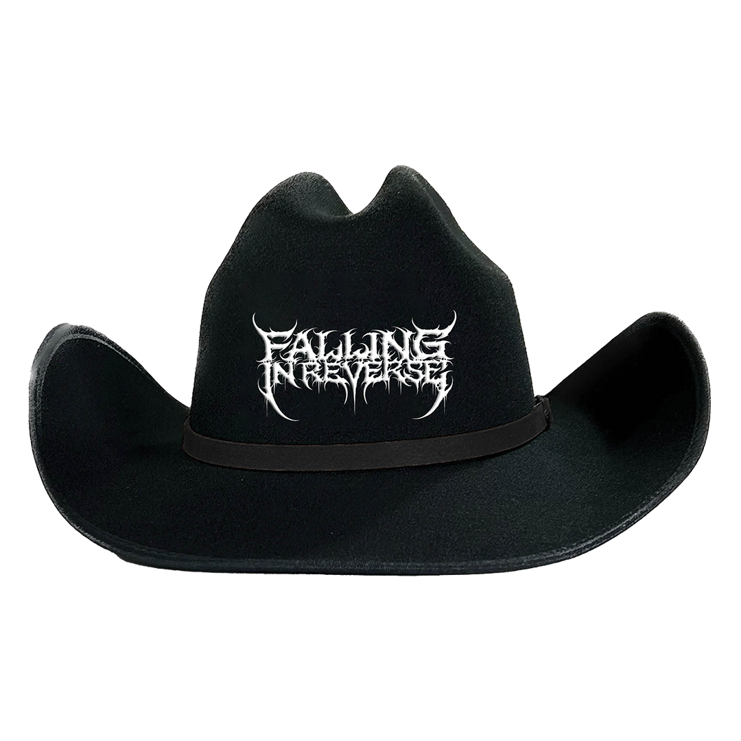 A classic cowboy hat with Falling in Reverse logo.