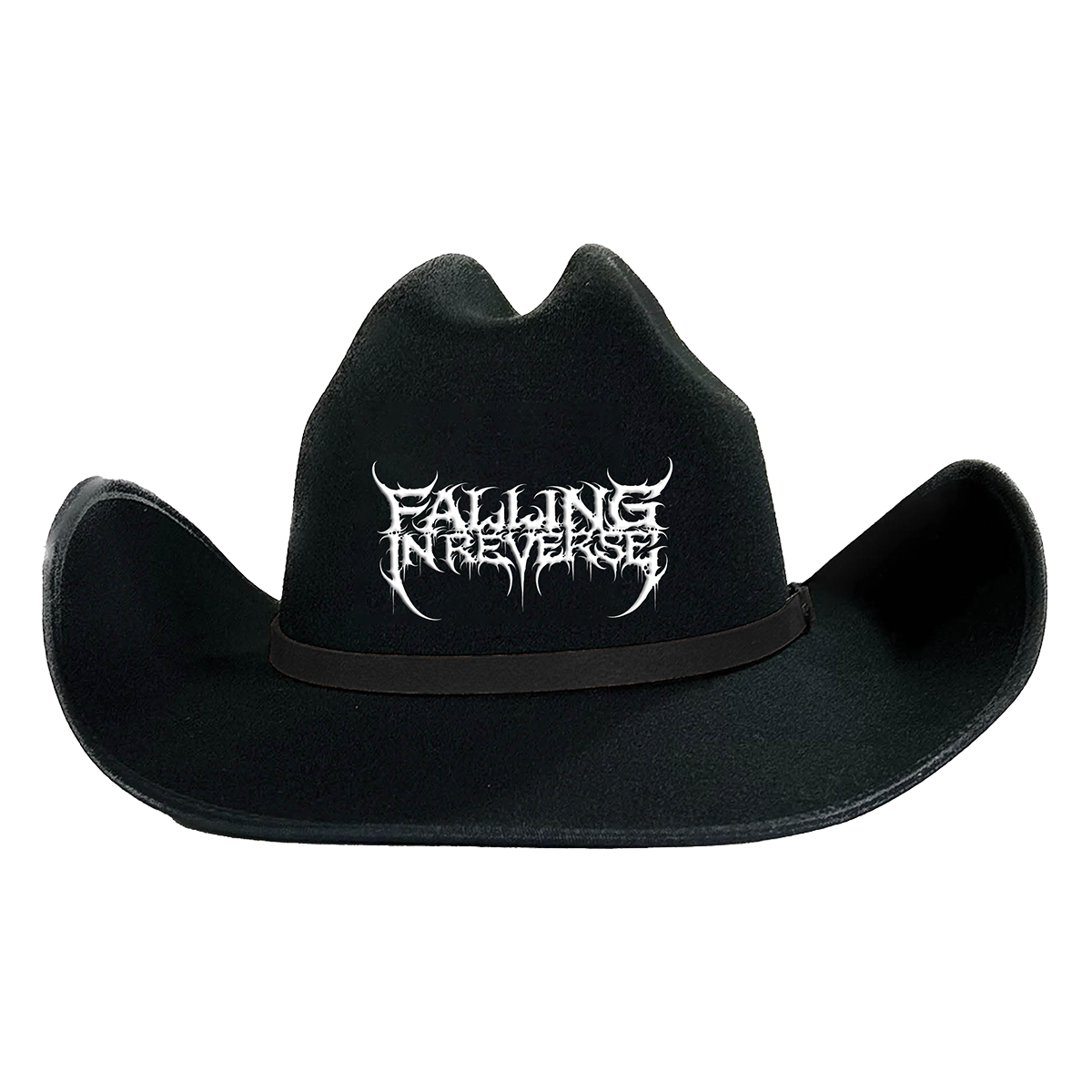 A classic cowboy hat with Falling in Reverse logo.